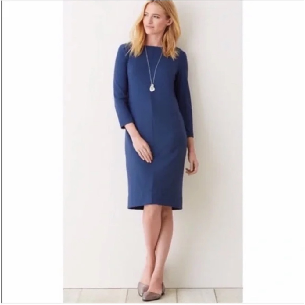 J.Jill || Woman’s Navy Blue Ponte Knit 3/4 Sleeves Sheath Dress Sz 2X